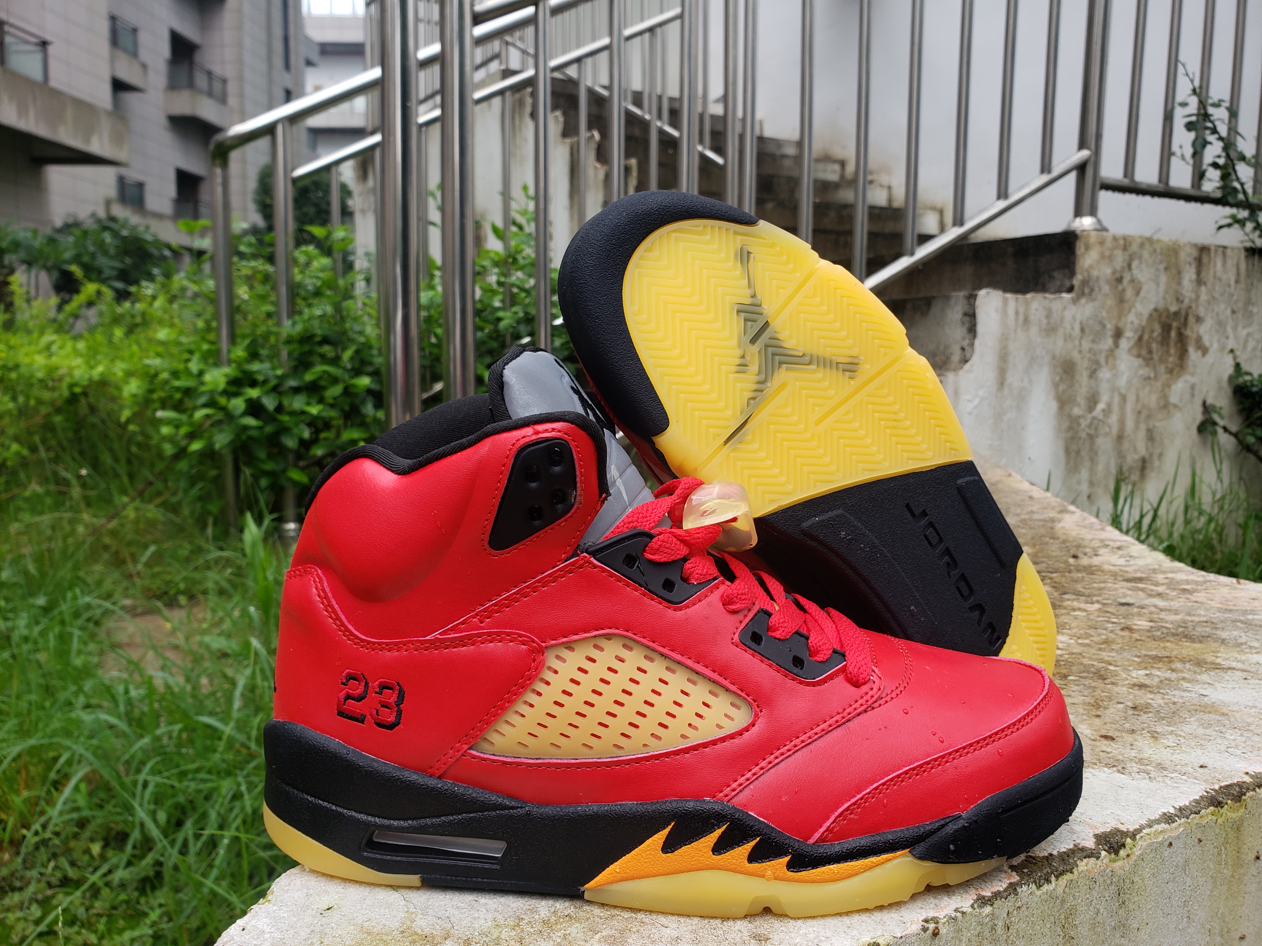 2022 Air Jordan 5 Chicago Red Yellow Black Shoes